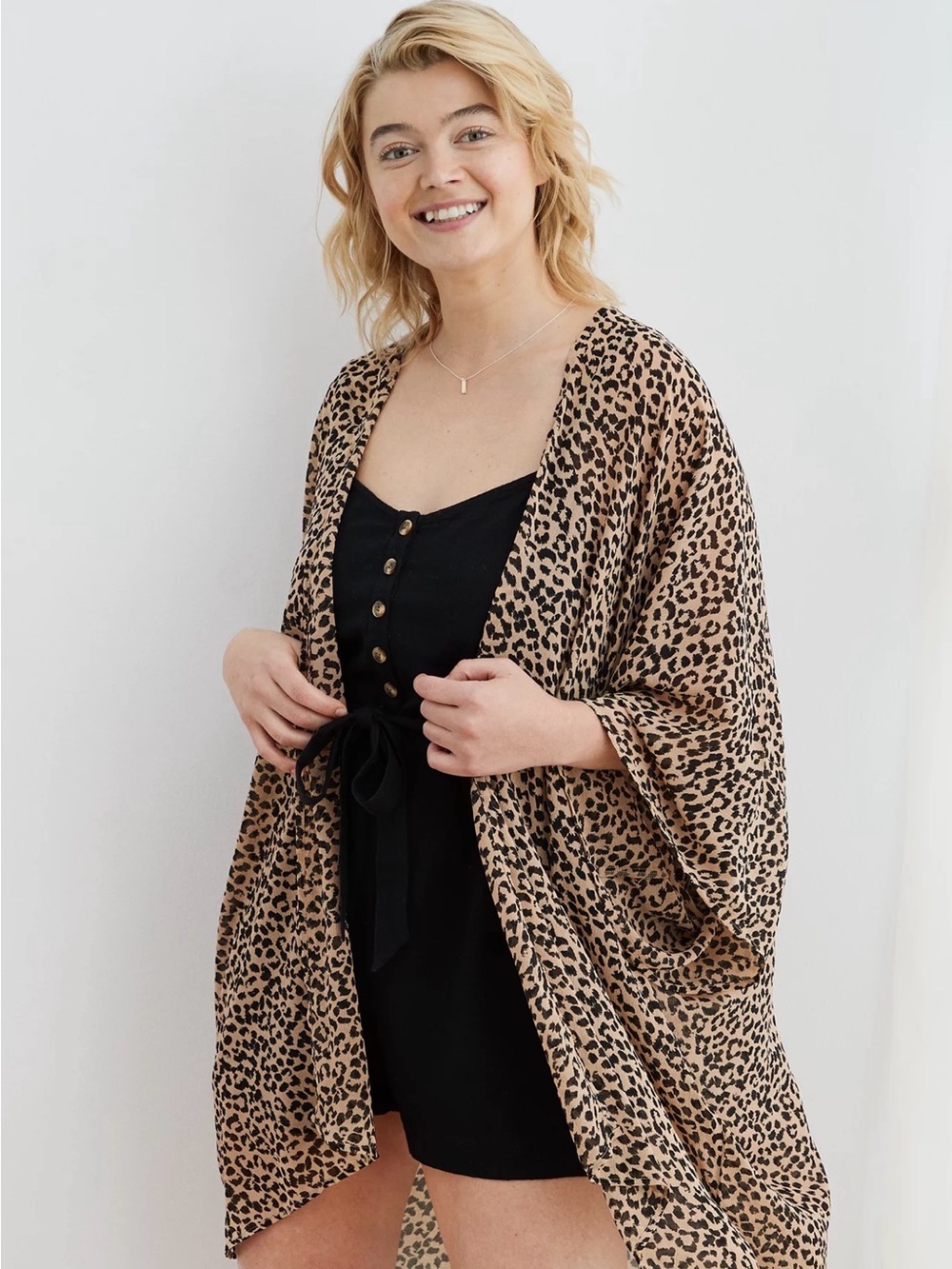 Aerie Breezy Cardigan Cover Up Animal Print